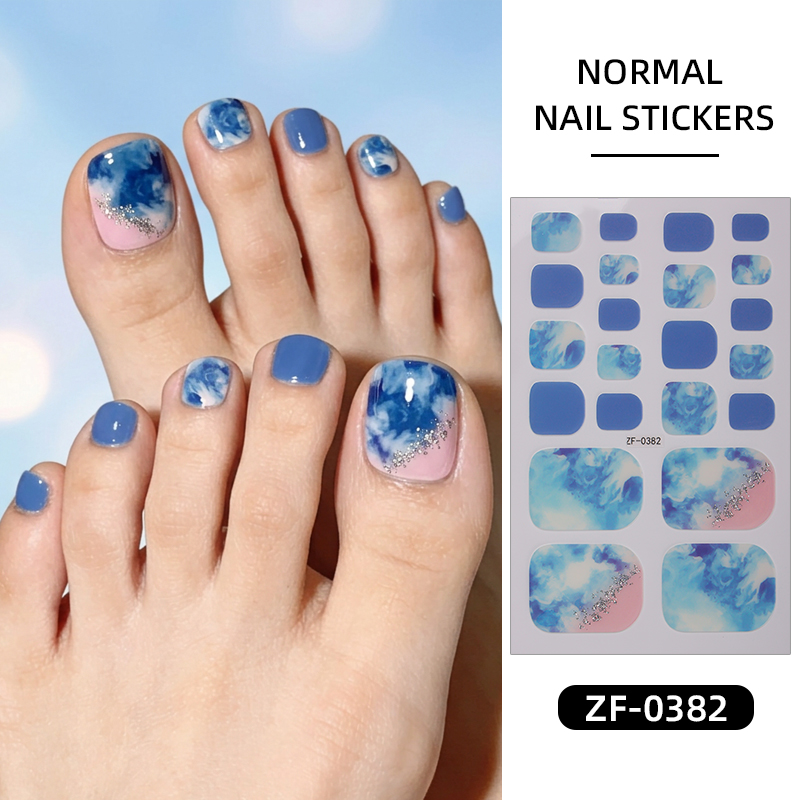 Nail Art Full Design - 22팁 그라데이션 마블 발톱 스티커 접착식