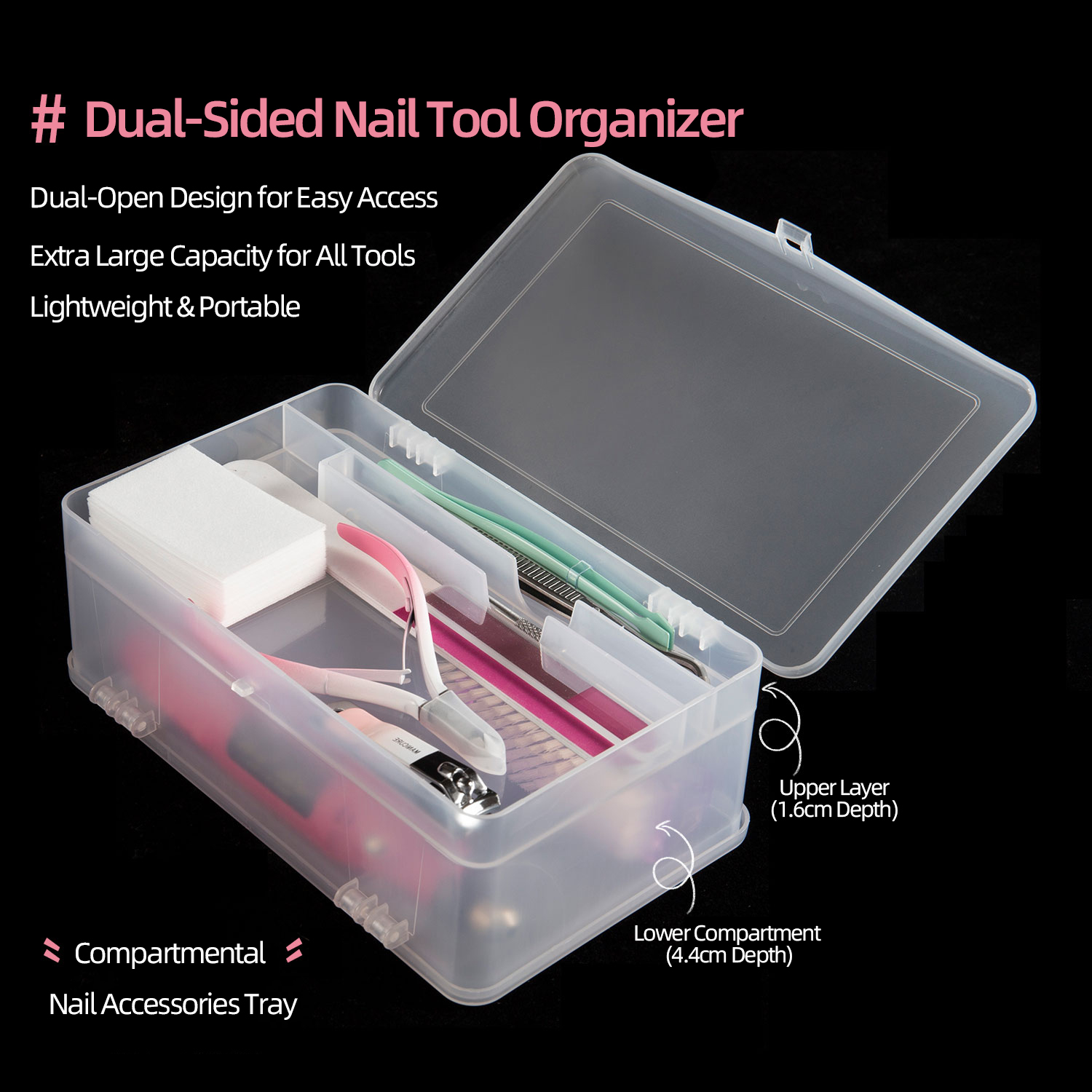 Nail Art Sch - 듀얼 오픈 2단 대용량 PP 네일