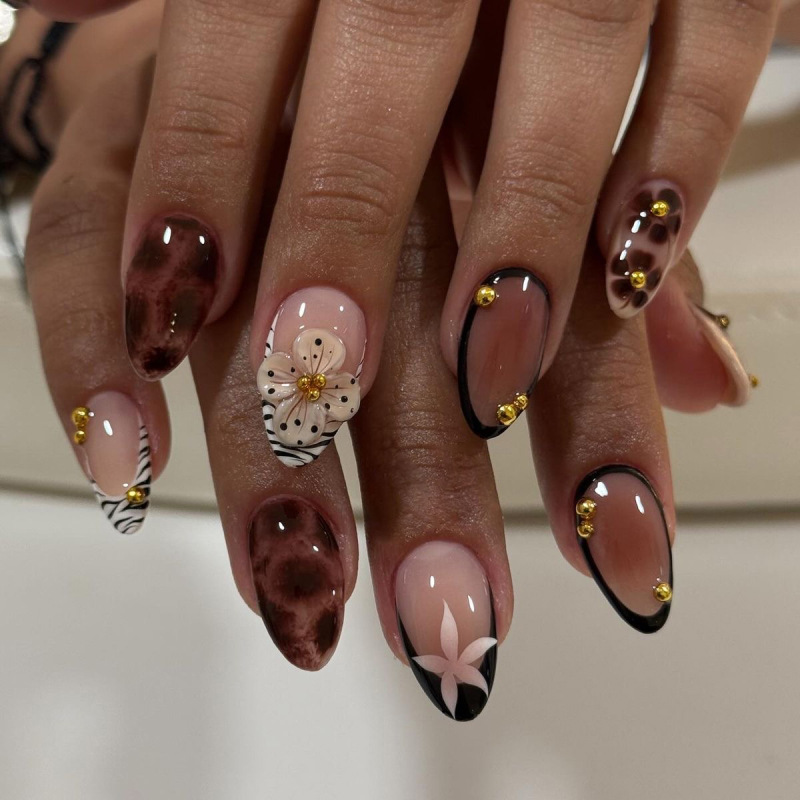 Nail Art Zebra - 24개 프랑스식 얼룩말 무늬 가짜 손톱