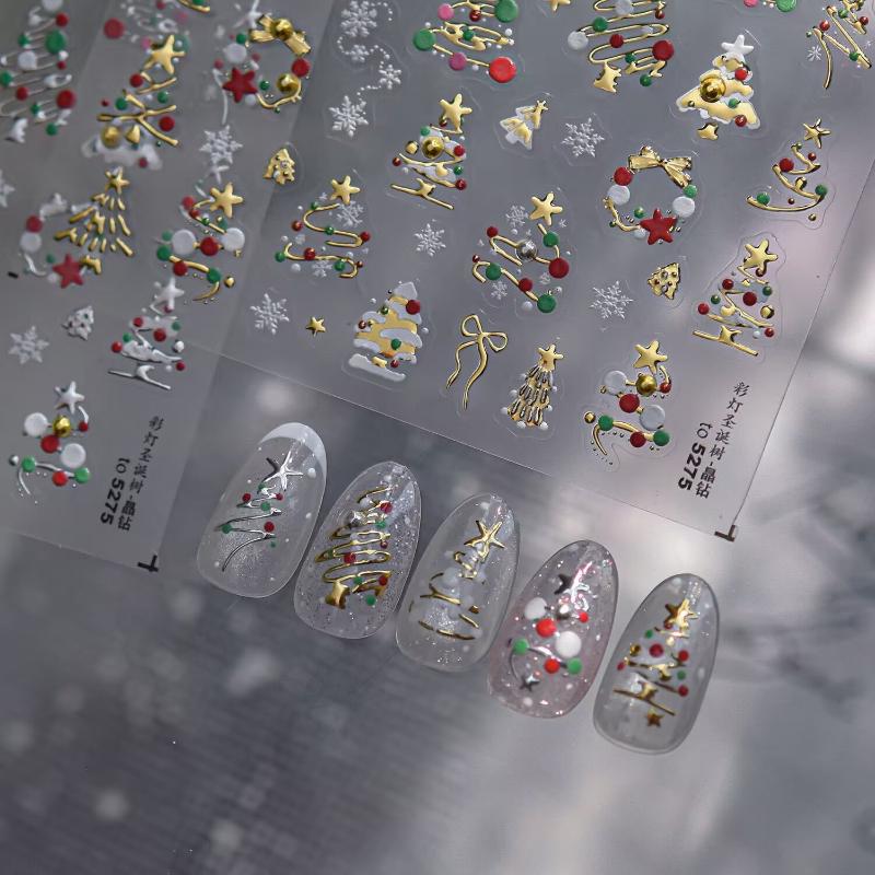 Nail Art Xmas Stickers - 3D 크리스마스 네일 아트 스티커 글리터