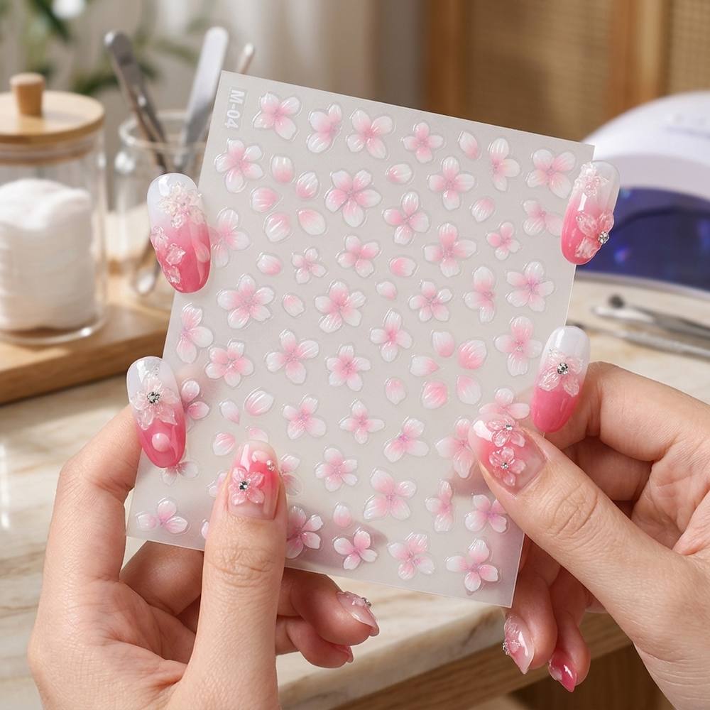 Nail Art Ombre Pink - 1Pc 양각 그라데이션 옴브레 디자인 네일