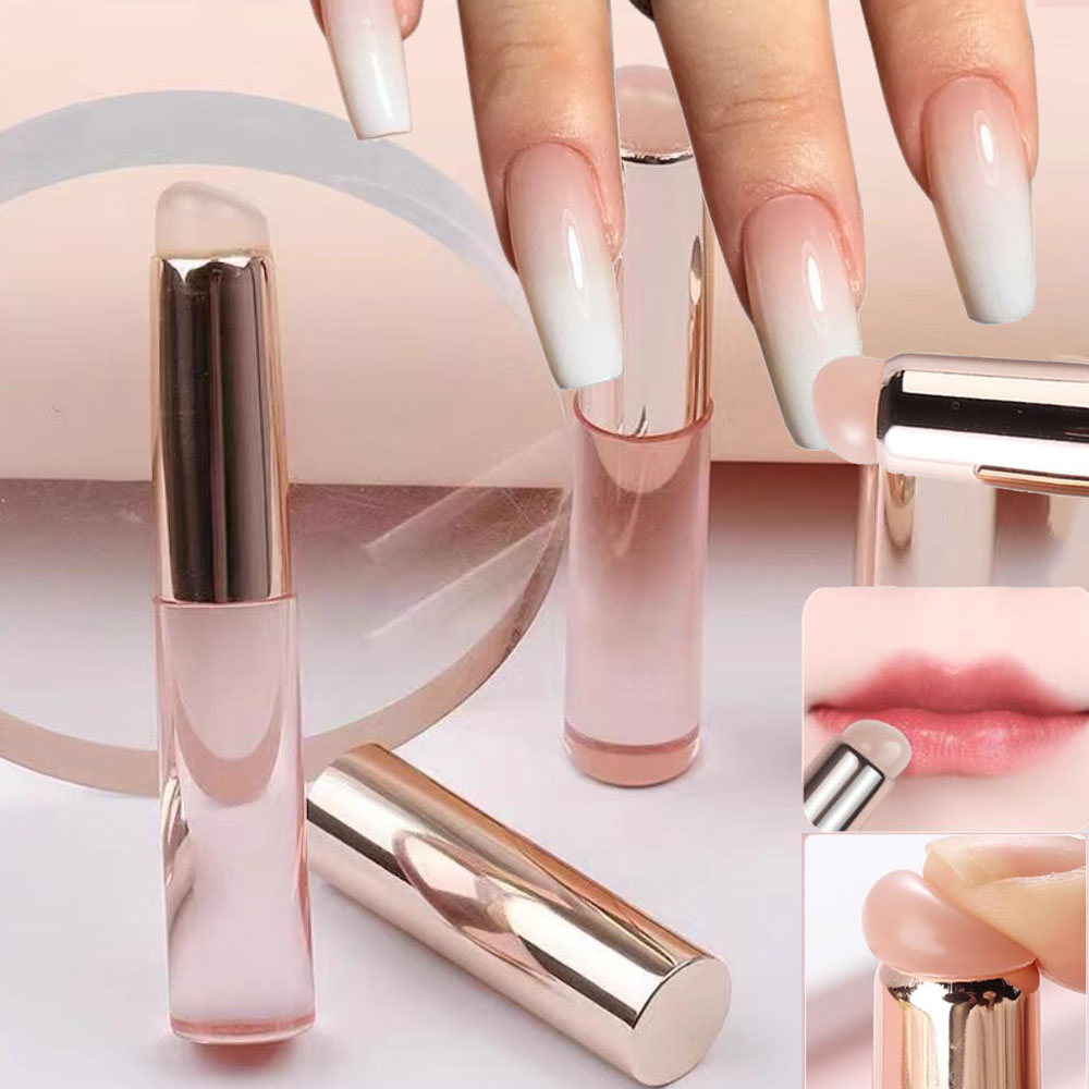 Nail Art Ombre Pink - 1pc 핑크 실리콘 네일 브러쉬 재사용
