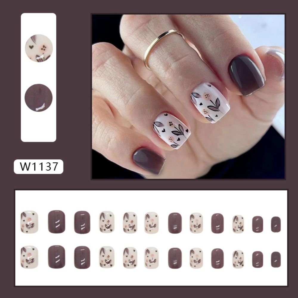 Nail Art Zebra - 새로운 짧은 라운드 가짜 손톱 얼룩말