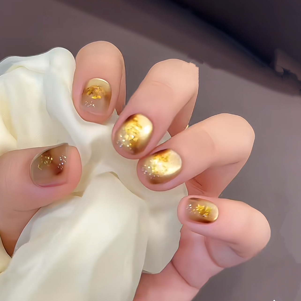 Nail Art Full Cat Eye - 10개 수제 숏 프레스온 네일 캣아이