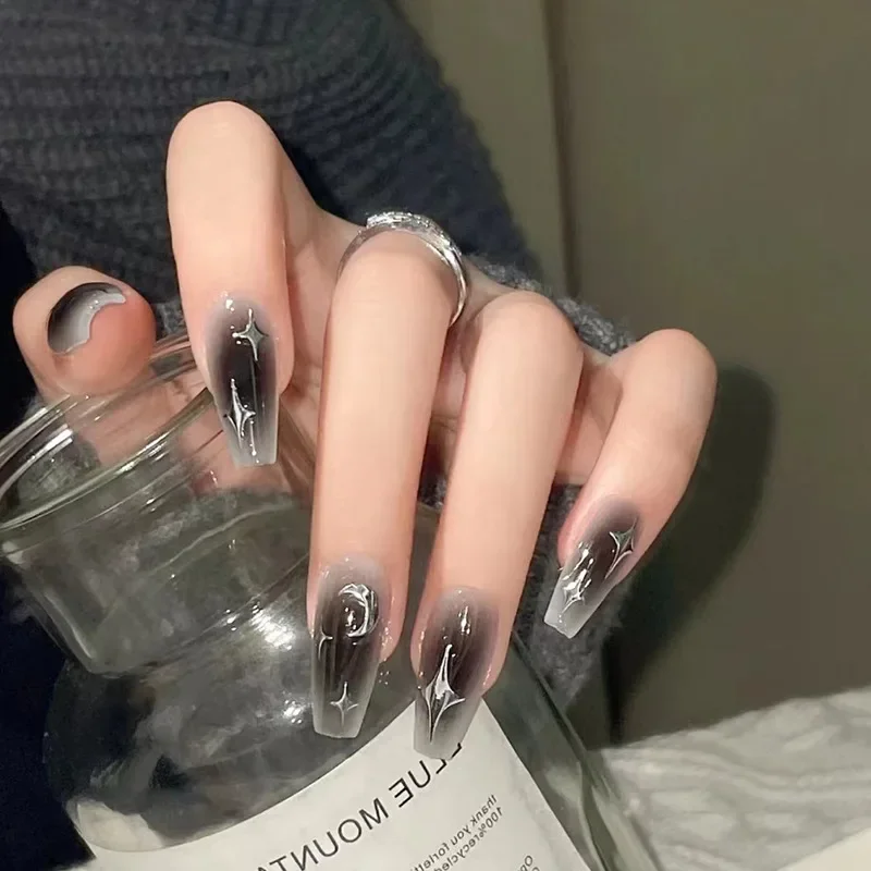 Nail Art Full Design - 24 개/대 네일 팁에 다크 스파이스