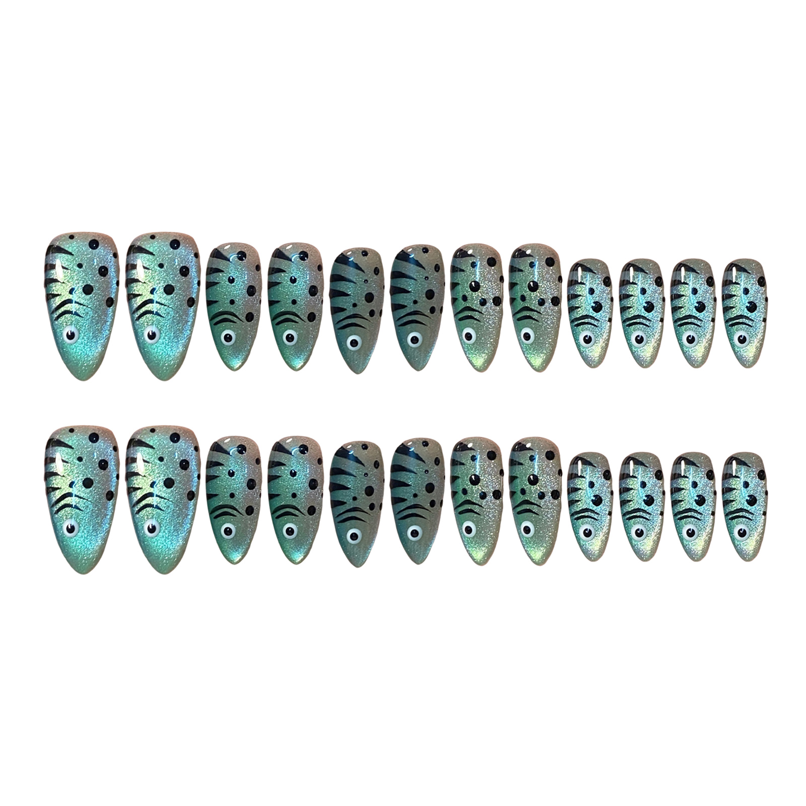 Nail Art Full Cat Eye - 24개 고양이 눈 모양 프레스온 네일
