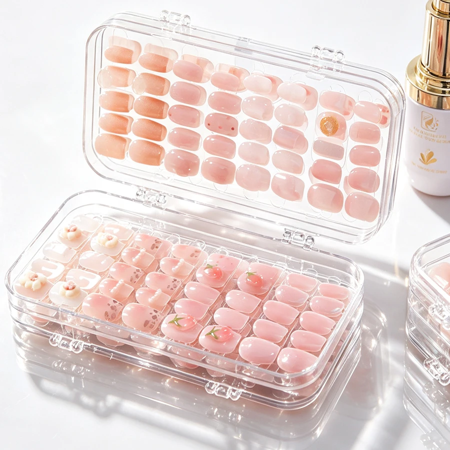 Nail Art Sch - 투명 접이식 프레스온 네일 보관함, 살롱