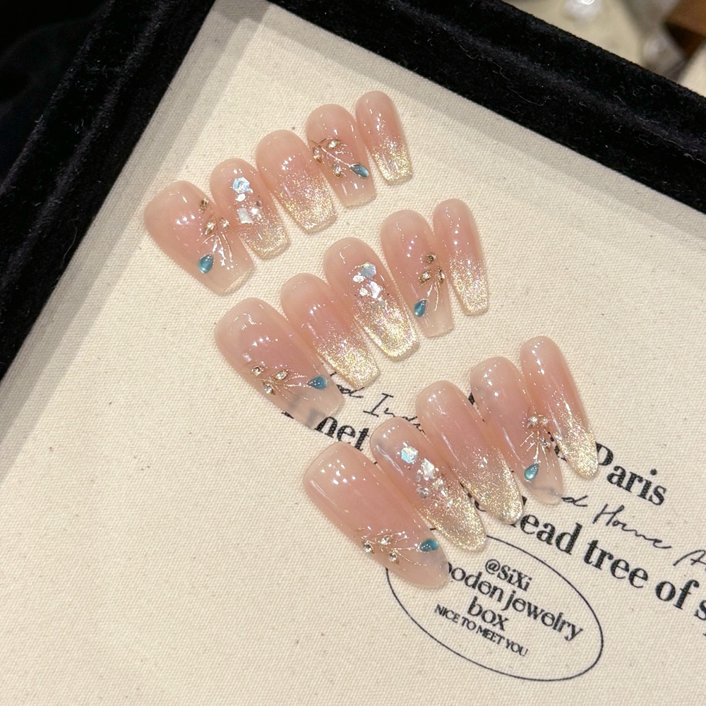 Nail Art Full Cat Eye - 손톱에 수제 누드 프레스 럭셔리 고양이