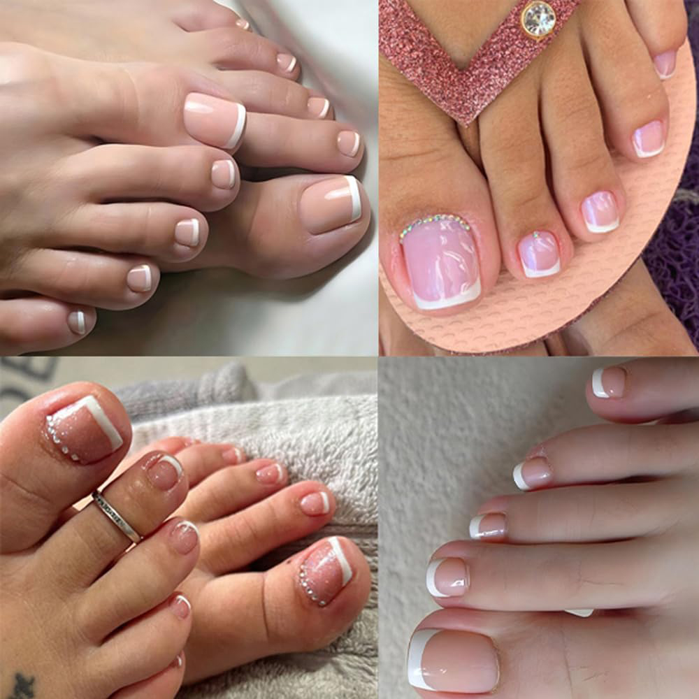 Nail Art Ombre Pink - 120개 옴브레 핑크 화이트 발톱 팁