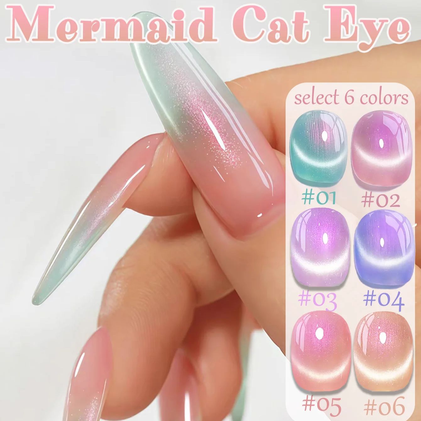 1개 ZH 여름 매력적인 인어 유리 비즈 캣아이 젤 네 - Nail Art Violet 리뷰 및 가격