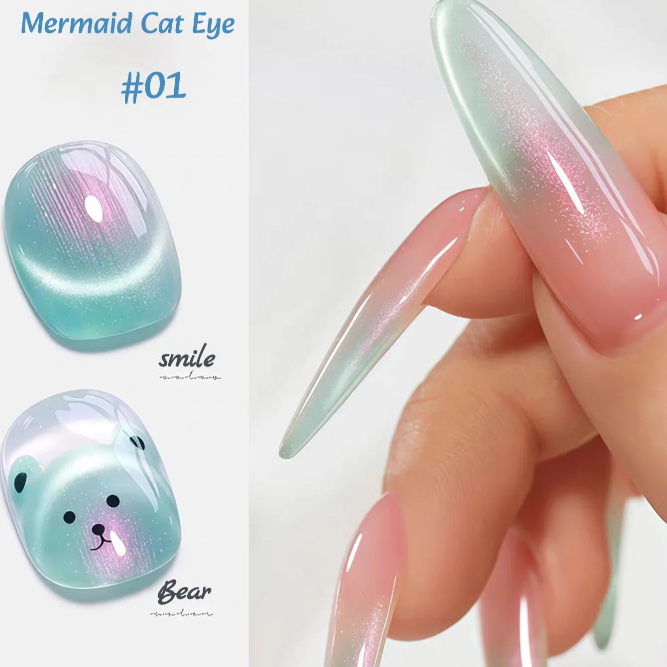 1개 ZH 여름 매력적인 인어 유리 비즈 캣아이 젤 네 - Nail Art Violet 리뷰 및 가격