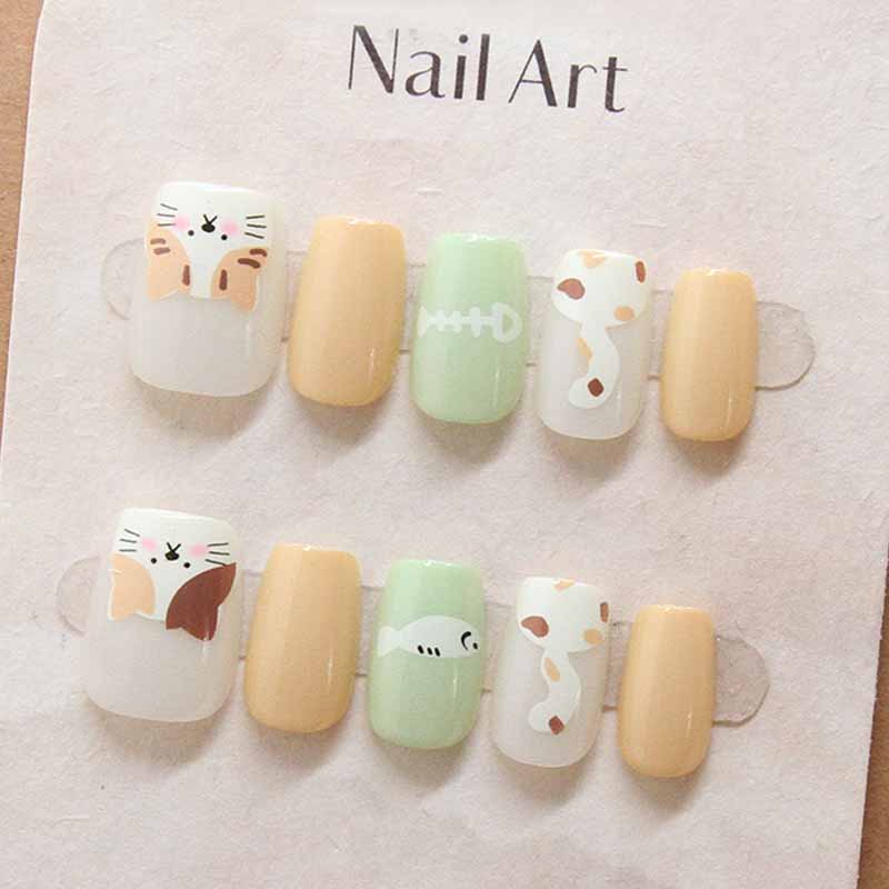 10Pcs 숙녀 귀여운 고양이 야옹 인쇄 손톱에 언론  - Nail Art Cat Eye 리뷰 및 가격