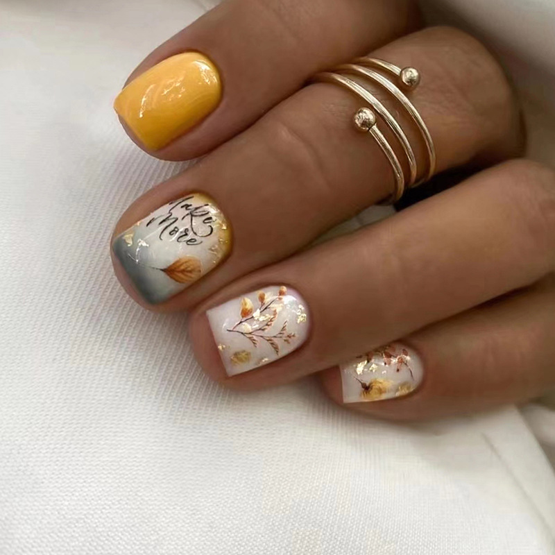 24Pcs 재사용 가능한 가짜 손톱 녹색 잎 디자인으로 - Nail Art Full Design 리뷰 및 가격