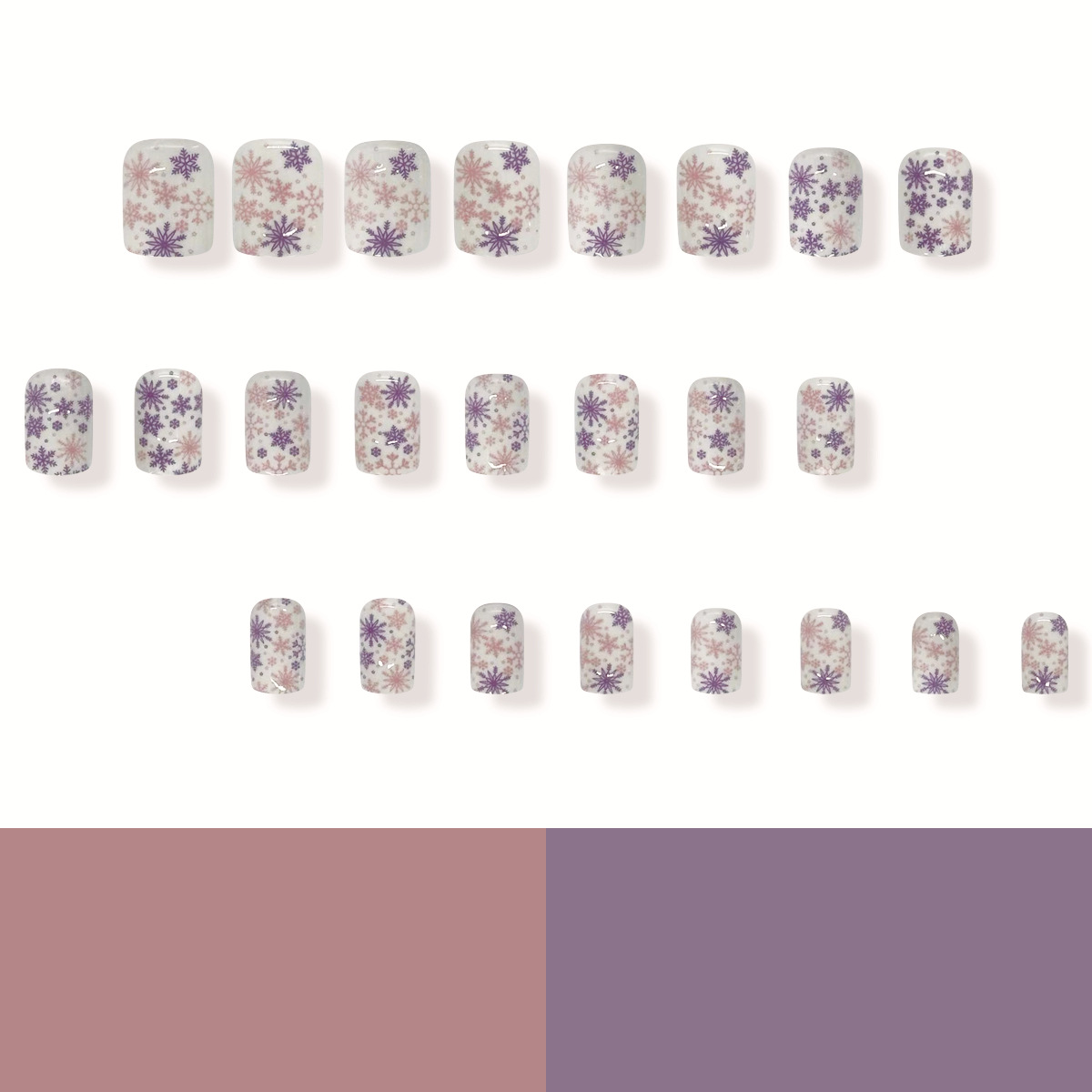 24pcs 여성용 눈송이 핑크 퍼플 옴브레 가짜 손톱  - Nail Art Ombre Pink 리뷰 및 가격