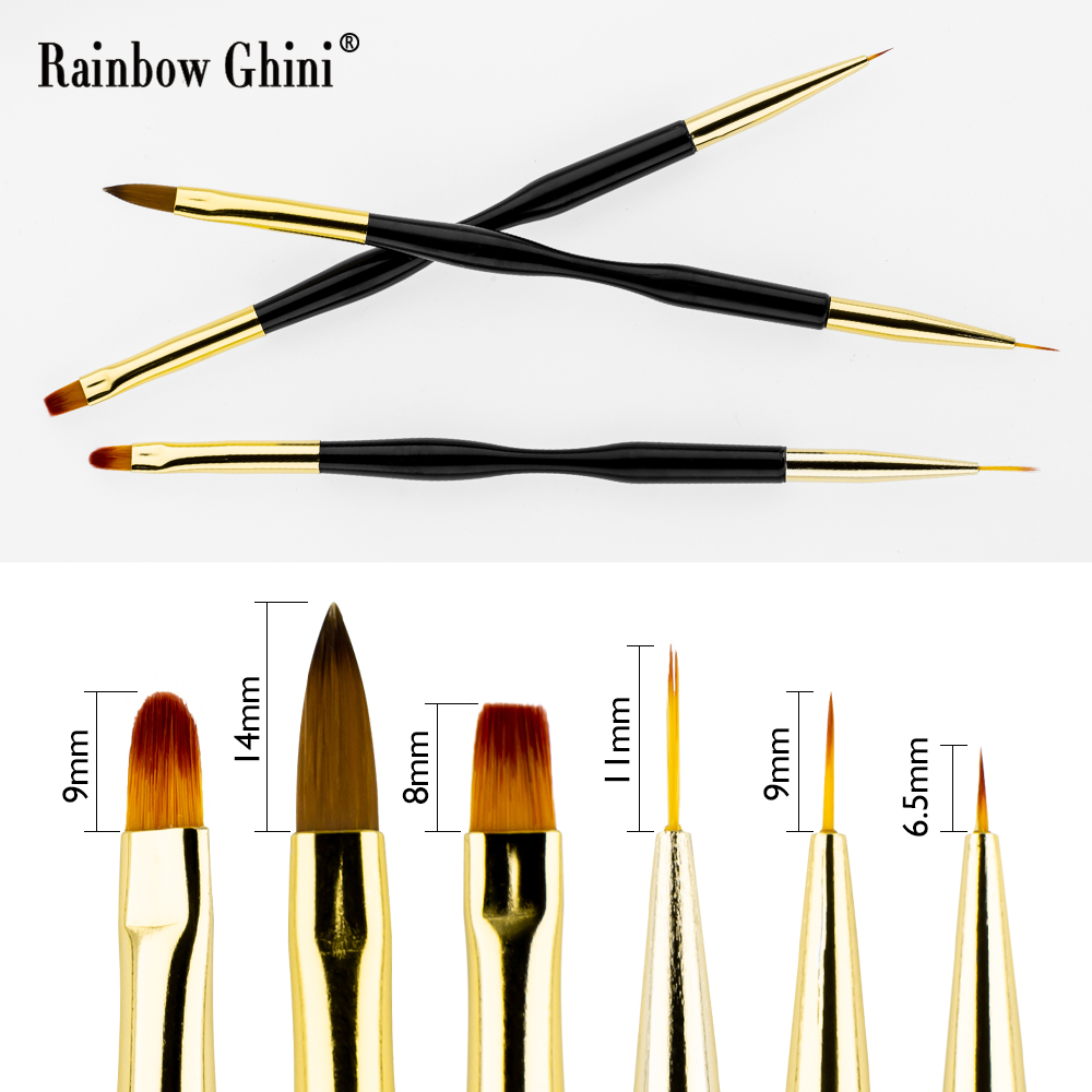 레인보우 기니 3종 세트 듀얼 헤드 네일 아트 브러쉬  - Nail Art Rainbow 리뷰 및 가격