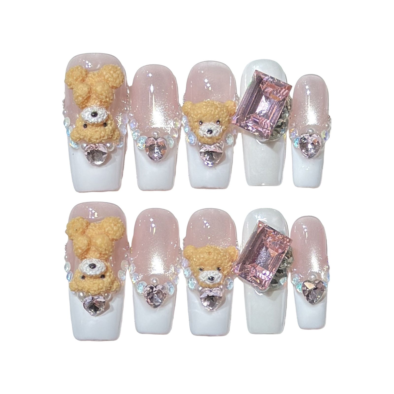 10개입 3D 만화 곰 고양이 눈 모양 프레스온 네일  - Nail Art Cat Eye 리뷰 및 가격