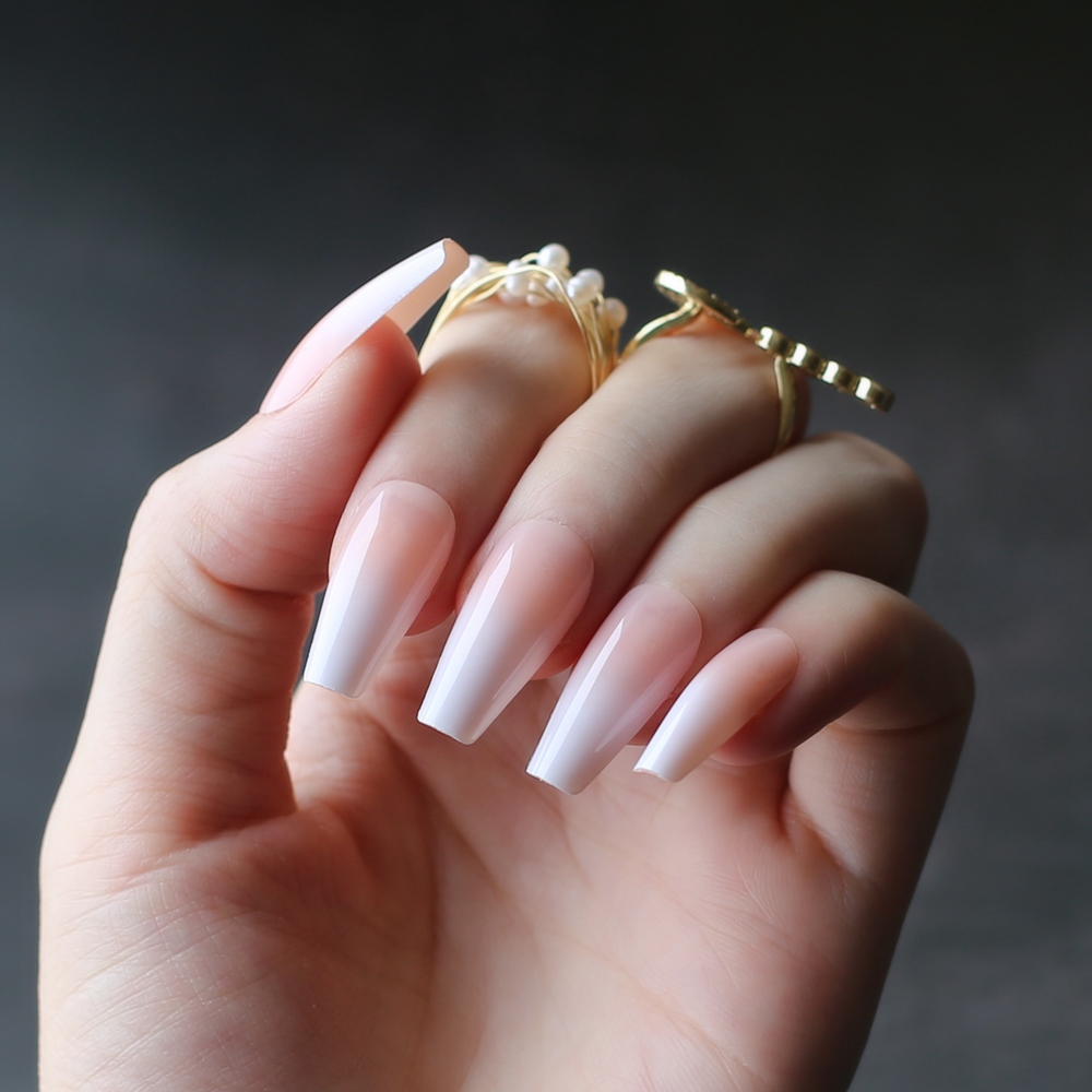 DIY 살롱 아트 스틸레토 광택 가짜 손톱, 중간 아몬 - Nail Art Ombre Pink 리뷰 및 가격
