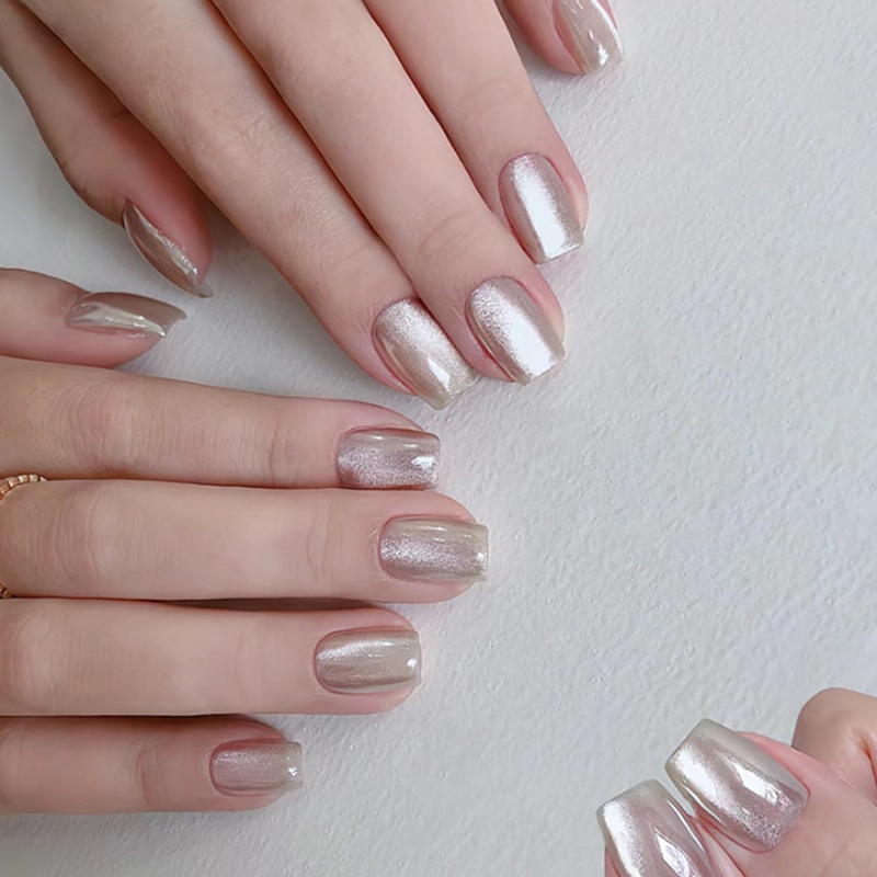 짧은 프레스 네일, 오로라 고양이 눈, 순수 발레리나  - Nail Art Full Cat Eye 리뷰 및 가격