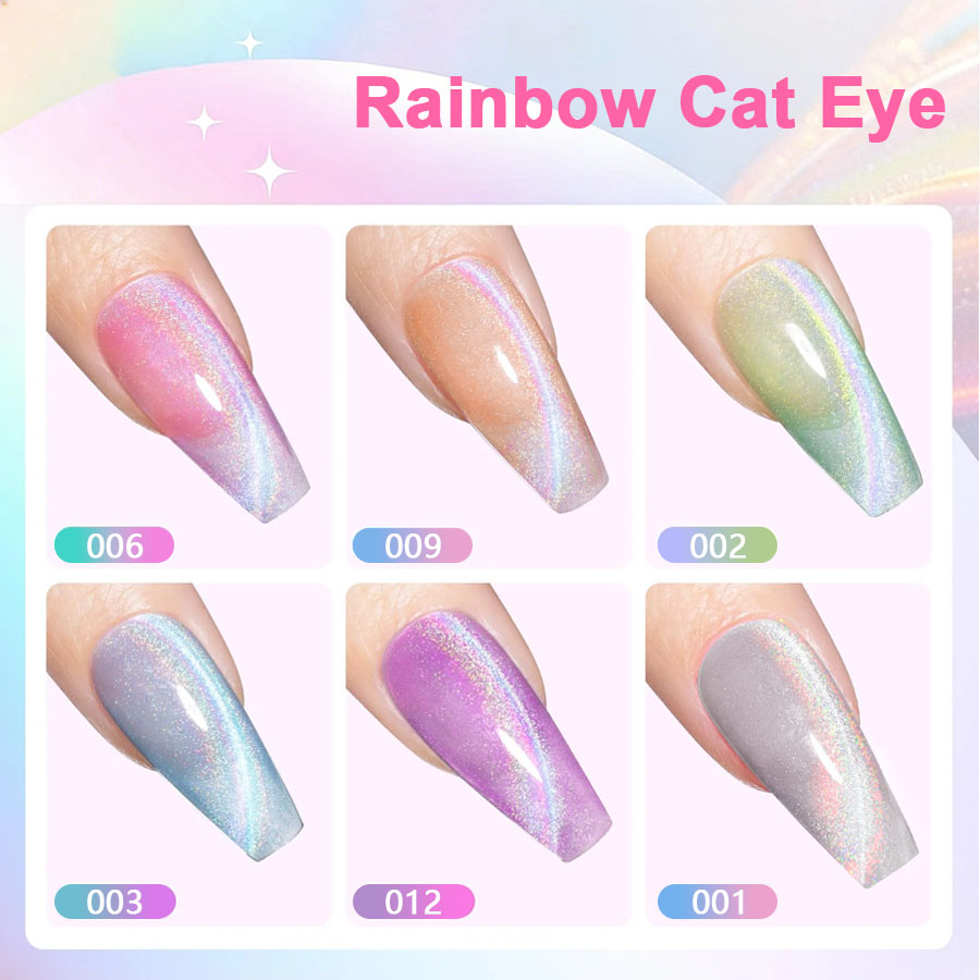 카지슈 1/6개 레인보우 캣아이 젤 네일 폴리쉬 세트  - Nail Art Rainbow 리뷰 및 가격