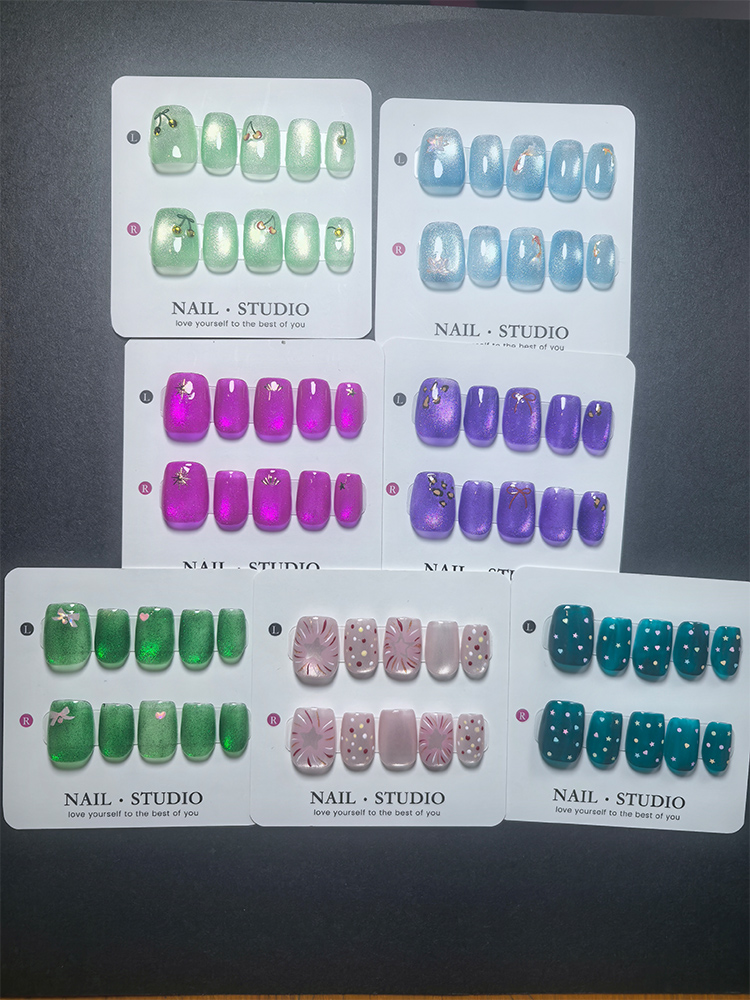 캣아이 프레스온 네일 10개, 체리 금붕어 불꽃놀이 리 - Nail Art Cat Eye 리뷰 및 가격
