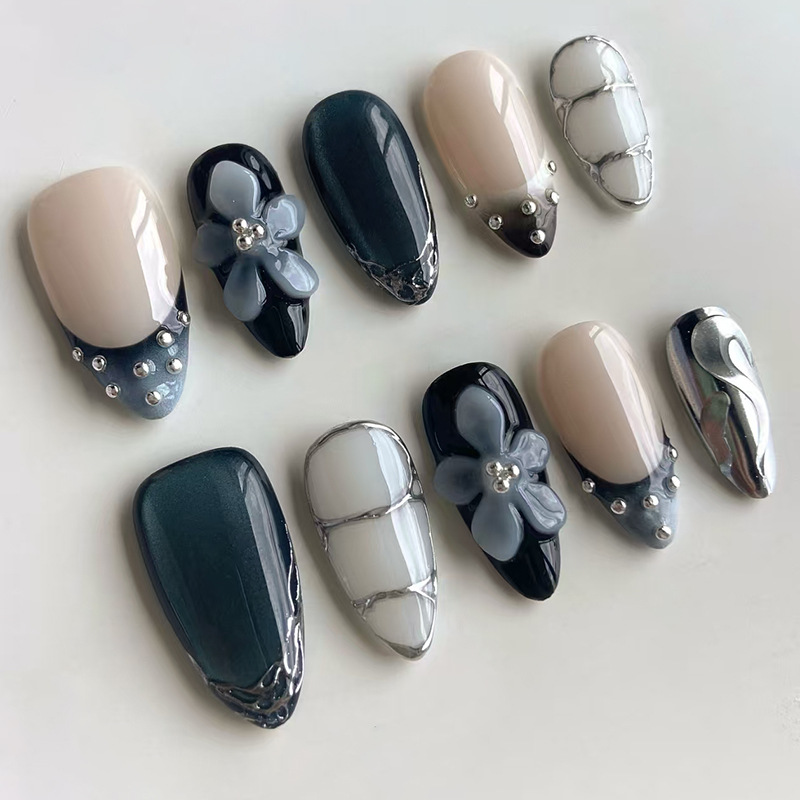 24개 꽃무늬 롱 아몬드 프레스온 네일 세트 재사용 가 - Nail Art Full Design 리뷰 및 가격