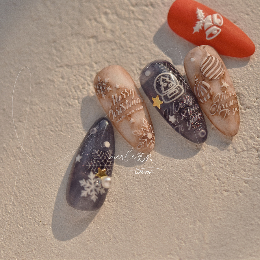 5D 릴리프 퓨어 화이트 메리 크리스마스, 다양한 눈송 - Nail Art Xmas Stickers 리뷰 및 가격