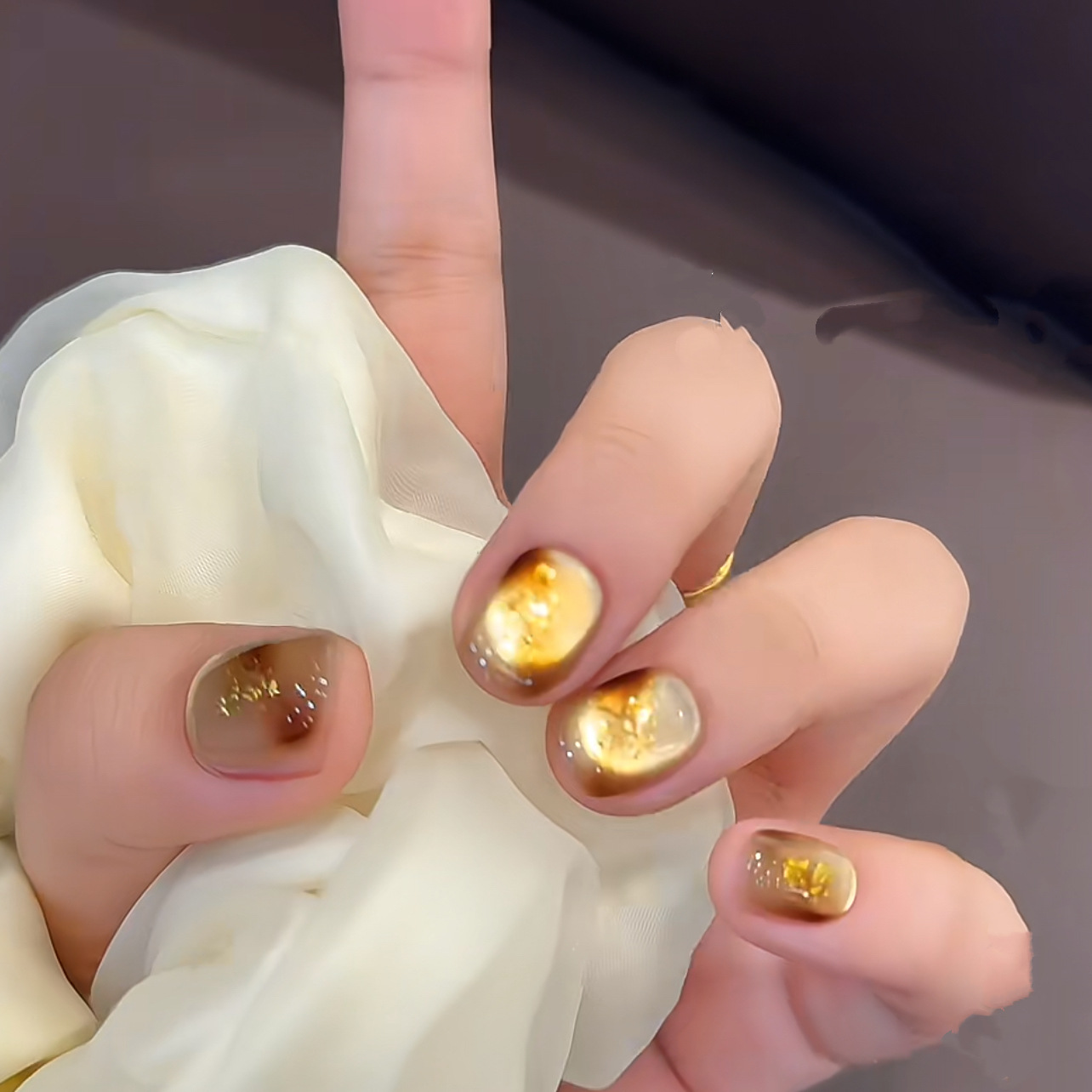 10개 수제 숏 프레스온 네일 캣아이 골든 브라운 스머 - Nail Art Full Cat Eye 리뷰 및 가격