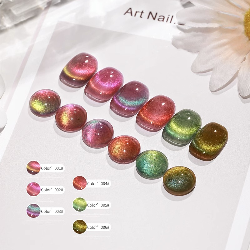 6가지 색상 오로라 캣아이 마그네틱 젤 네일 폴리쉬,  - Nail Art Rainbow 리뷰 및 가격