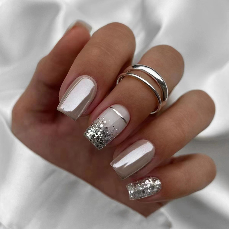 여성용 짧은 사각형 가짜 손톱, 광택 있는 갈색 팁,  - Nail Art Full Design 리뷰 및 가격