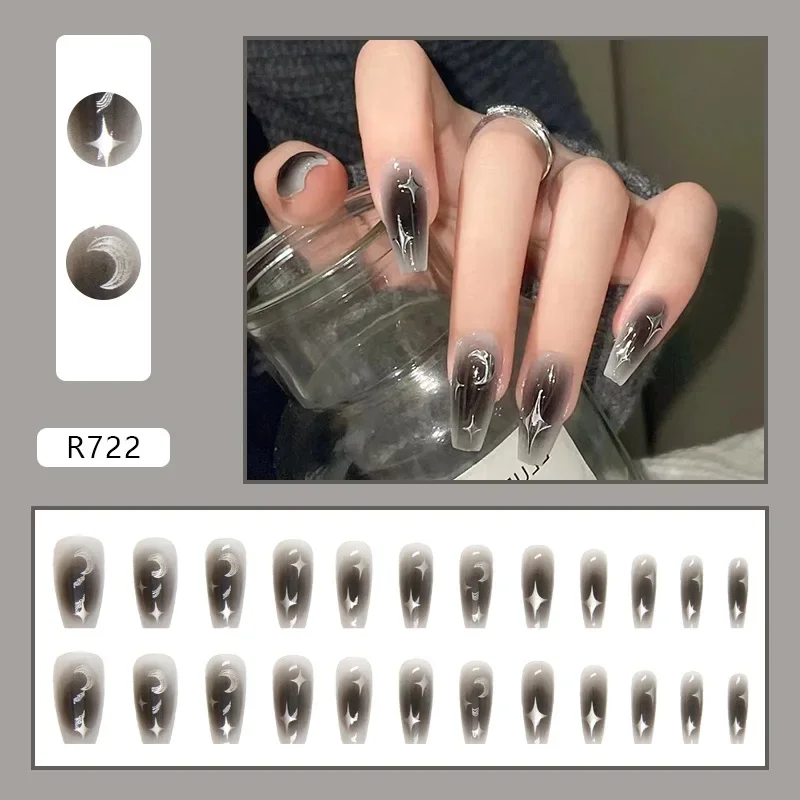 24 개/대 네일 팁에 다크 스파이스 웨어러블 블랙 프 - Nail Art Full Design 리뷰 및 가격