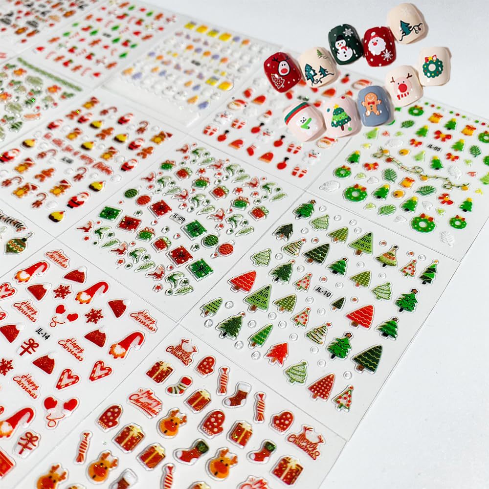 30장 크리스마스 네일 아트 스티커 셀프 접착식 3D  - Nail Art Xmas Stickers 리뷰 및 가격