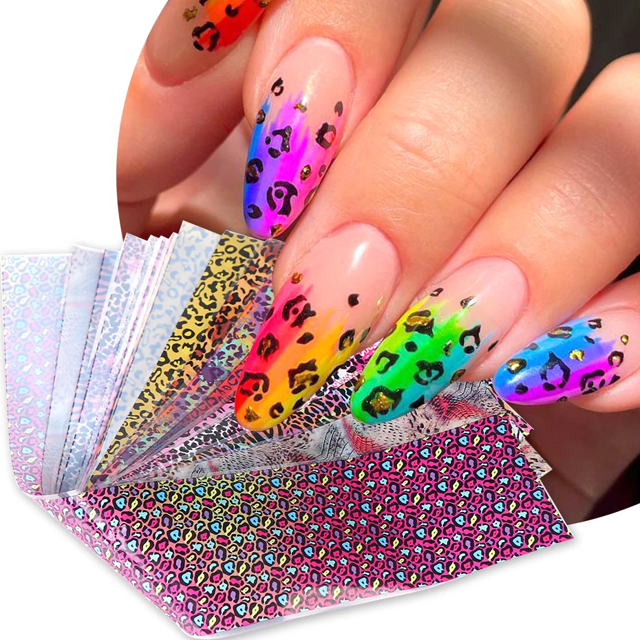 10pcs 다채로운 표범 인쇄 네일 전송 호일 호랑이  - Nail Art Zebra 리뷰 및 가격
