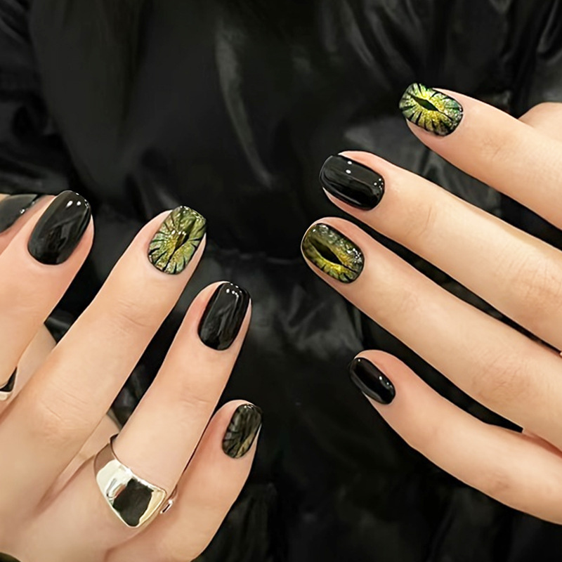 여성용 짧은 가짜 손톱, 반짝이는 캣아이 글로시 쉬머  - Nail Art Full Cat Eye 리뷰 및 가격