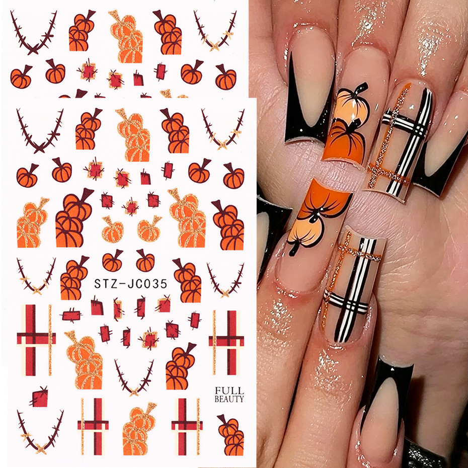 2pcs 호박 가시 할로윈 네일 아트 스티커 갈색 가을 - Nail Art Full Design 리뷰 및 가격