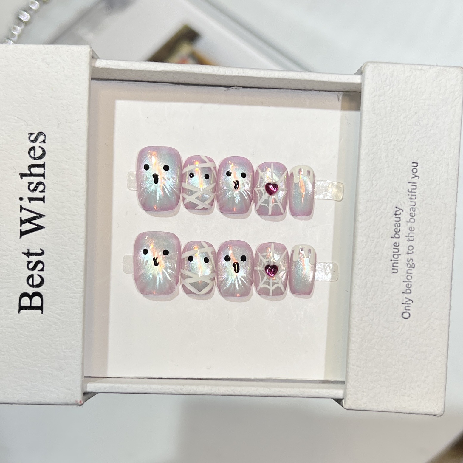 10개 수제 짧은 프레스온 네일 반짝이는 고양이 눈 할 - Nail Art Full Cat Eye 리뷰 및 가격