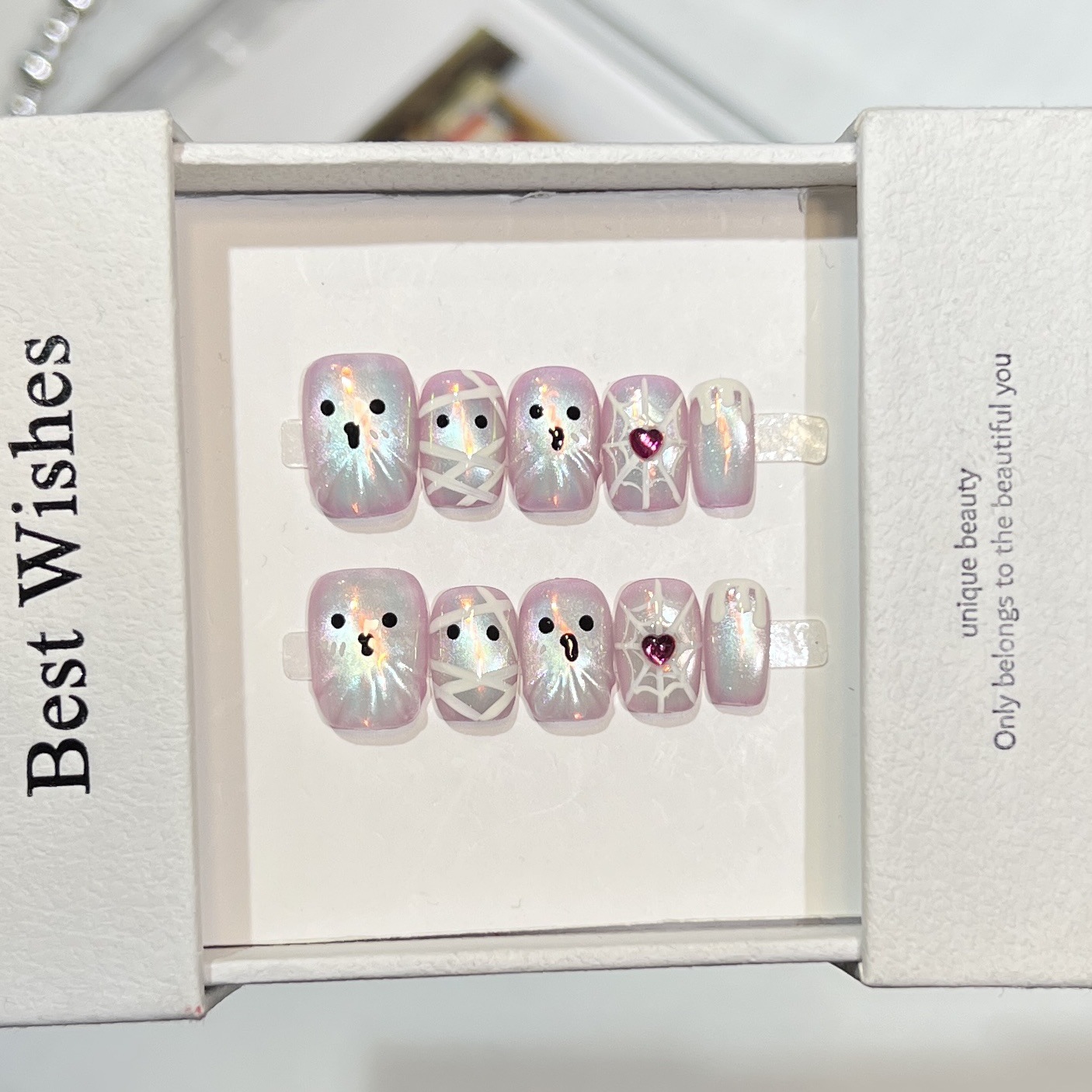 10개 수제 짧은 프레스온 네일 반짝이는 고양이 눈 할 - Nail Art Full Cat Eye 리뷰 및 가격