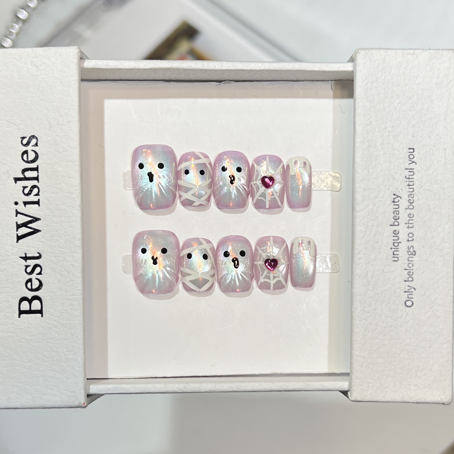 10개 수제 짧은 프레스온 네일 반짝이는 고양이 눈 할 - Nail Art Full Cat Eye 리뷰 및 가격