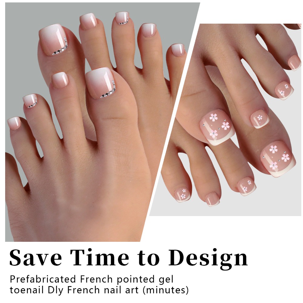 짧은 사각형 프레스온 발톱 라이트 핑크 12 사이즈 가 - Nail Art Ombre Pink 리뷰 및 가격