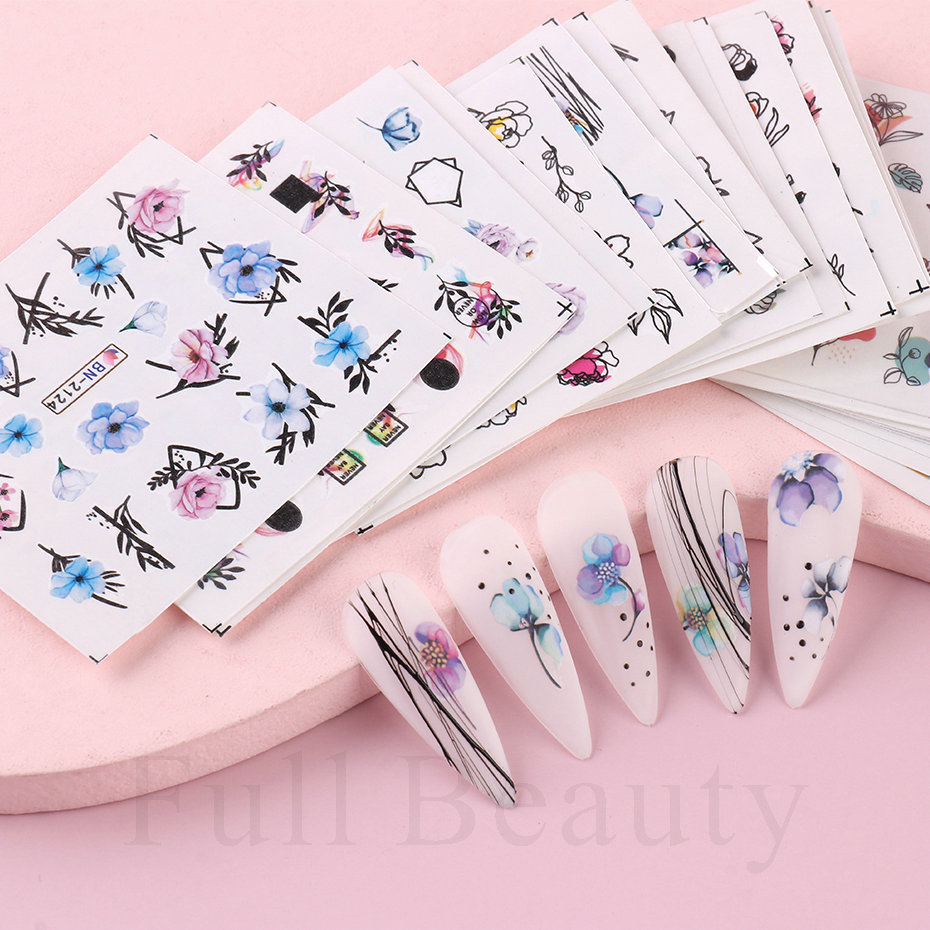 24 개/대 봄 여름 네일 스티커 물 데칼 네일 아트  - Nail Art Full Design 리뷰 및 가격