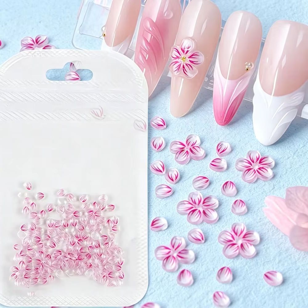 100개 투명 옴브레 핑크 레진 꽃 네일 참 장식품,  - Nail Art Ombre Pink 리뷰 및 가격